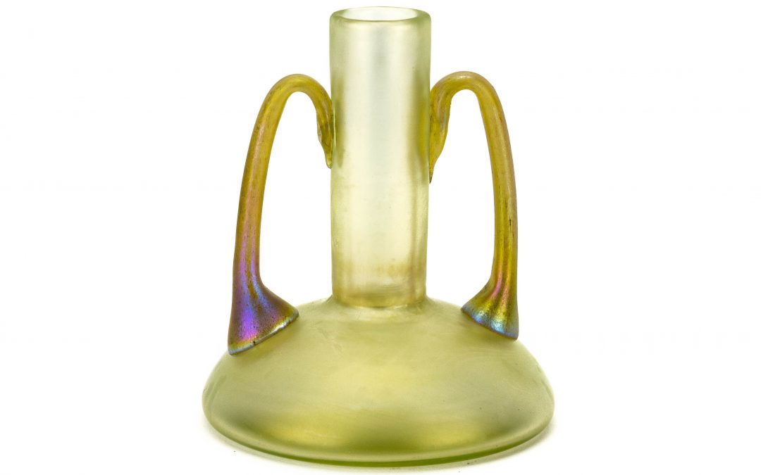 Johann Loetz Witwe – Olympia vase with Silberiris handles