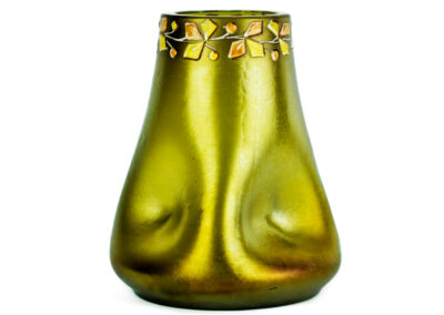 Johann Loetz Witwe – Bronze vase with enamel decoration