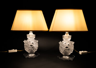 Lalique – Model “Mesange” Table lamps