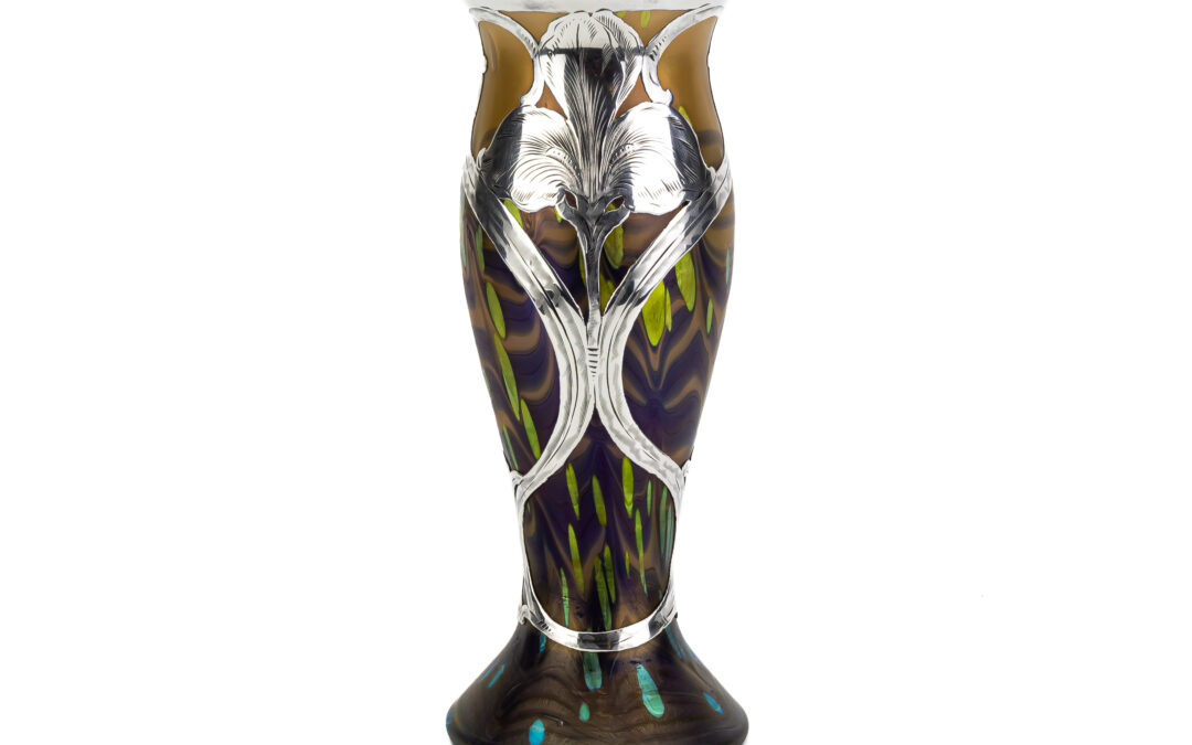 Johann Loetz Witwe – Neurot Cytisus vase with Alvin Silver Overlay