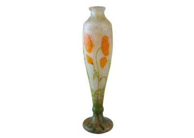 Daum Nancy – Monumental Anemone vase – etching and wheel carving decoration – circa 1908