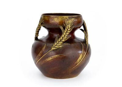 Léon Kann – Bronze “Cornhusk” vase