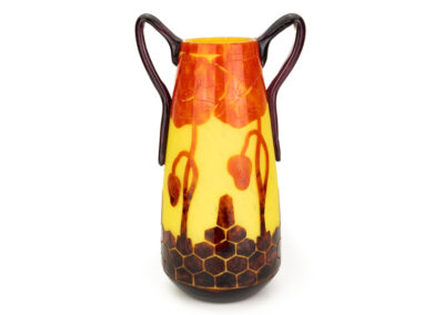 Le Verre Français – Art Deco vase with handles executed in the “Pavots” motif – 1923 / 1926