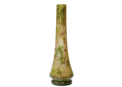 Daum Nancy – Tall Bryones / Bryonia dioica vase with cabochons