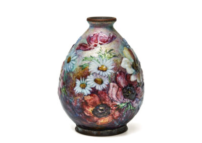 Camille Fauré – Enameled vase with wildflowers