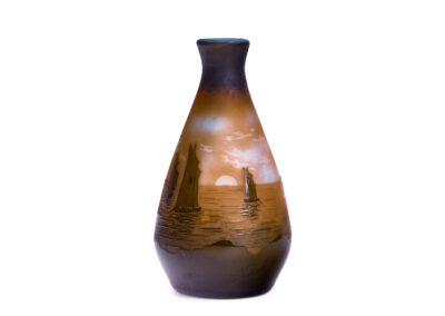 D’ Argental – Paysage “côtier avec voiliers au crépuscule” vaas