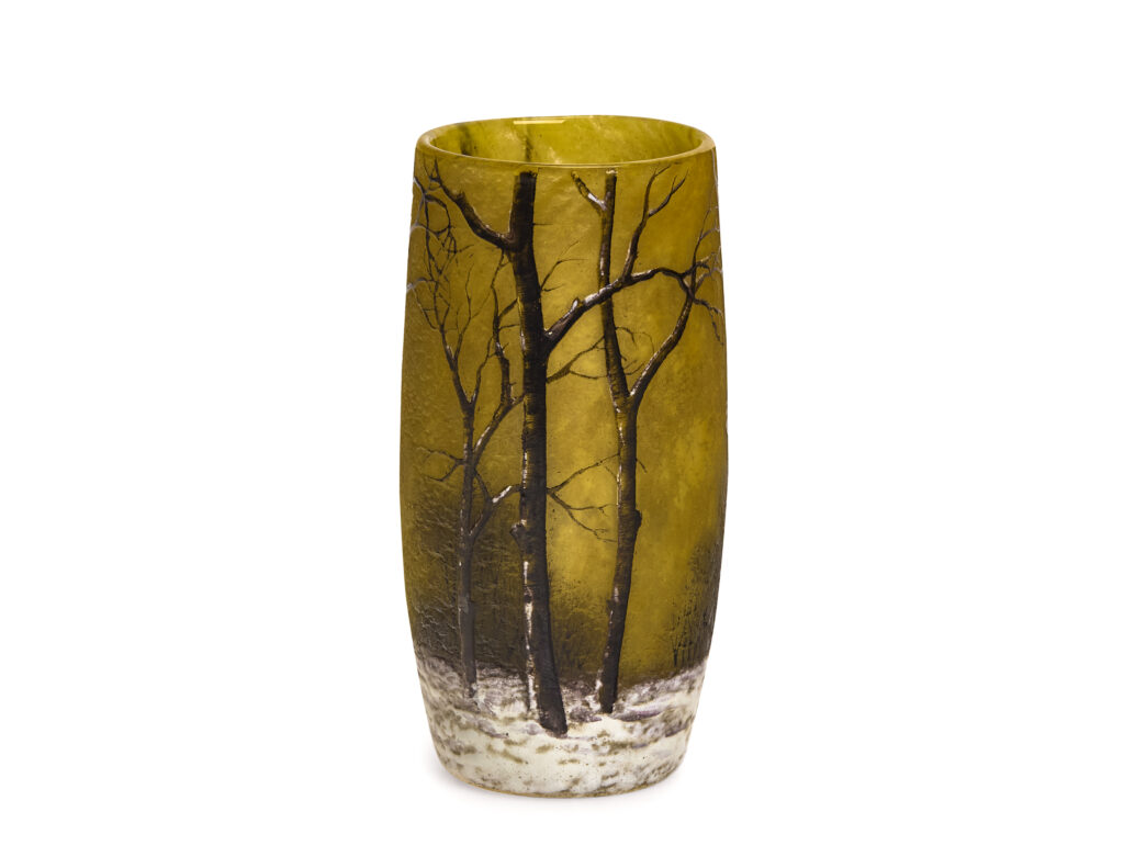 Daum Freres Nancy winter landscape paysage d'hiver art nouveau vase