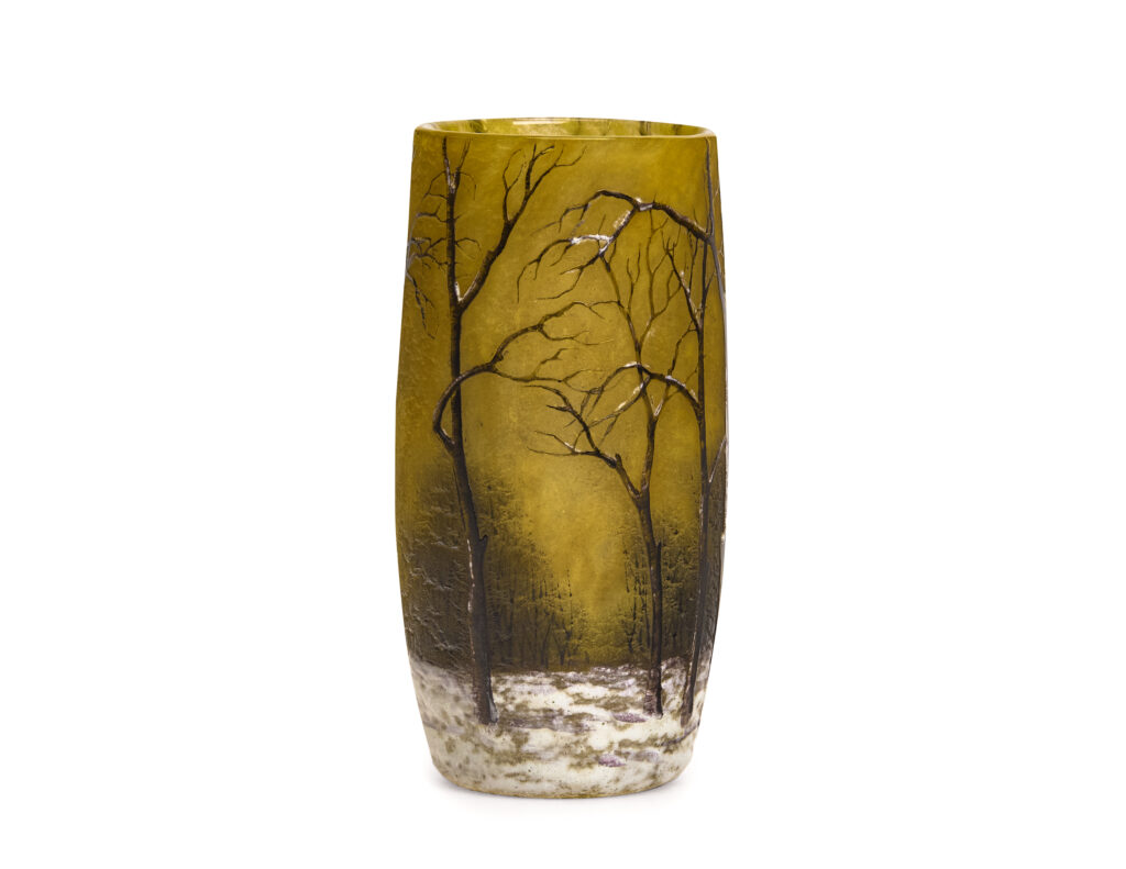 Daum Freres Nancy winter landscape paysage d'hiver art nouveau vase