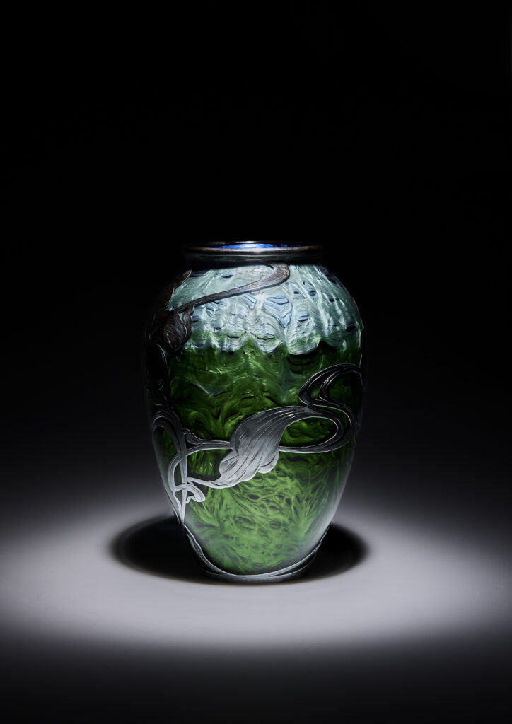 Johann Loetz Witwe Titania 2534 vase with silver overlay
