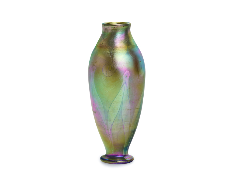 Louis Comfort Tiffany Favrile Glass Art Nouveau Vase with signature L.C.T. and D1798
